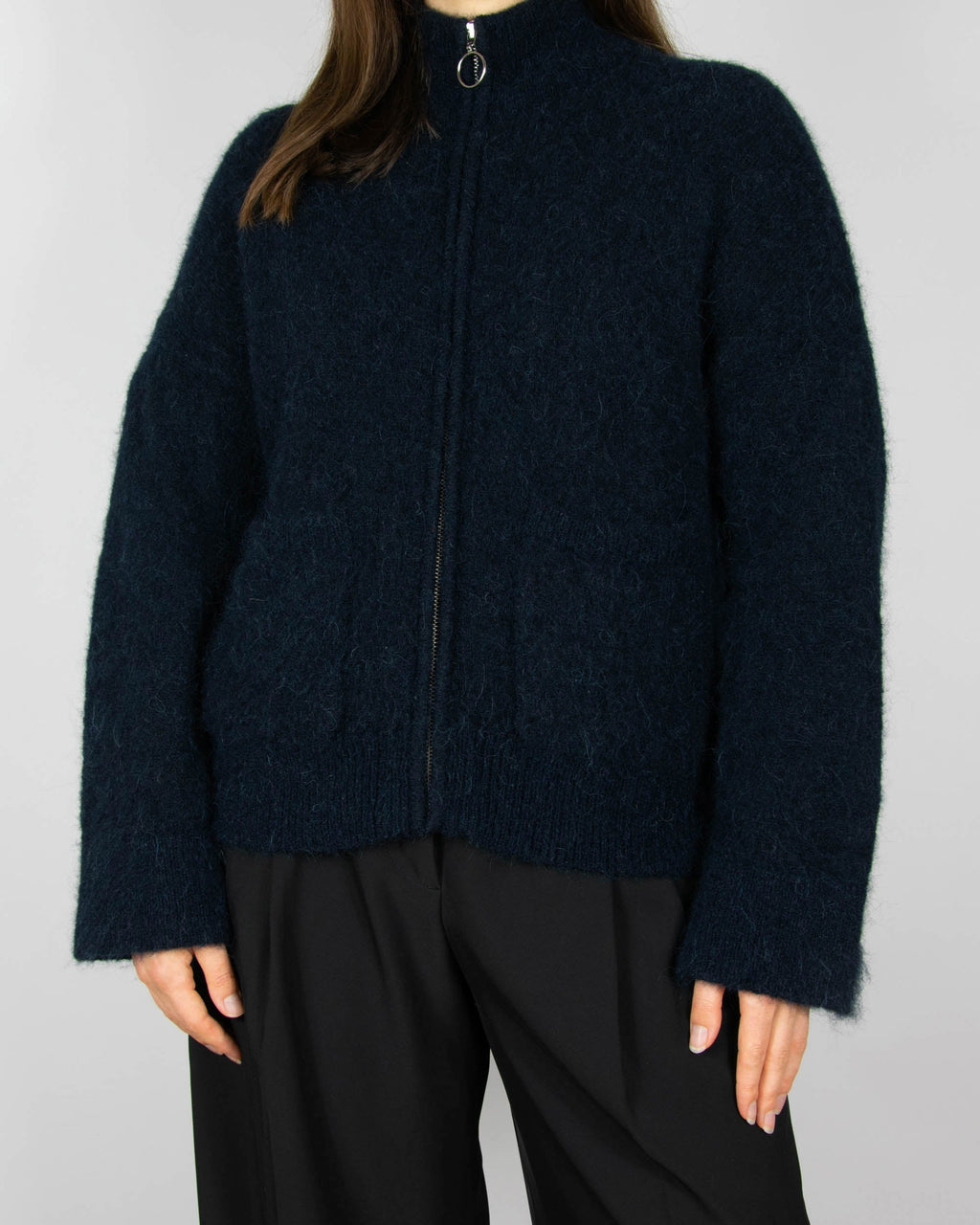 Navy wool and alpaca cardigan by Selected