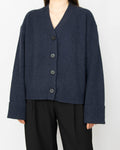 Navy blue wool cardigan by Norwegian premium brand CAMILLA PIHL