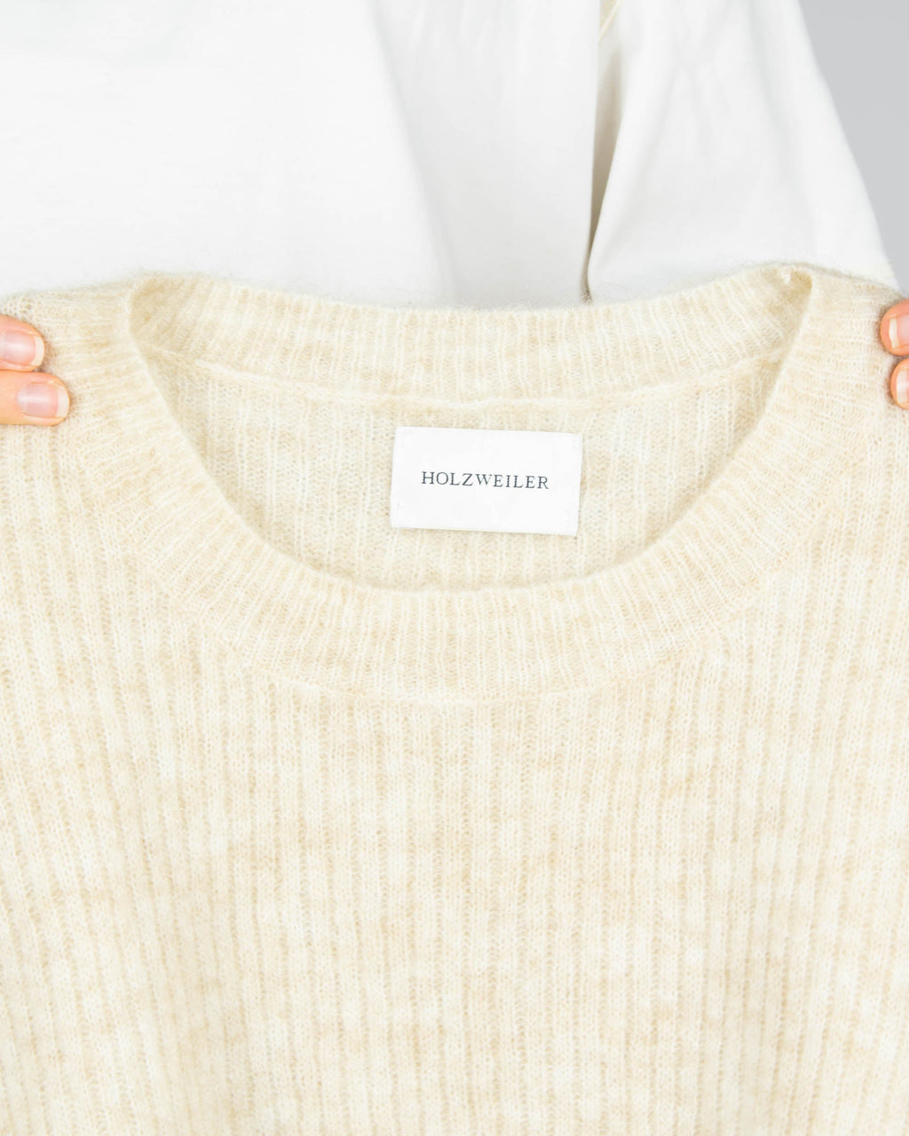 Beige oversized kid mohair and wool sweater by Holzweiler