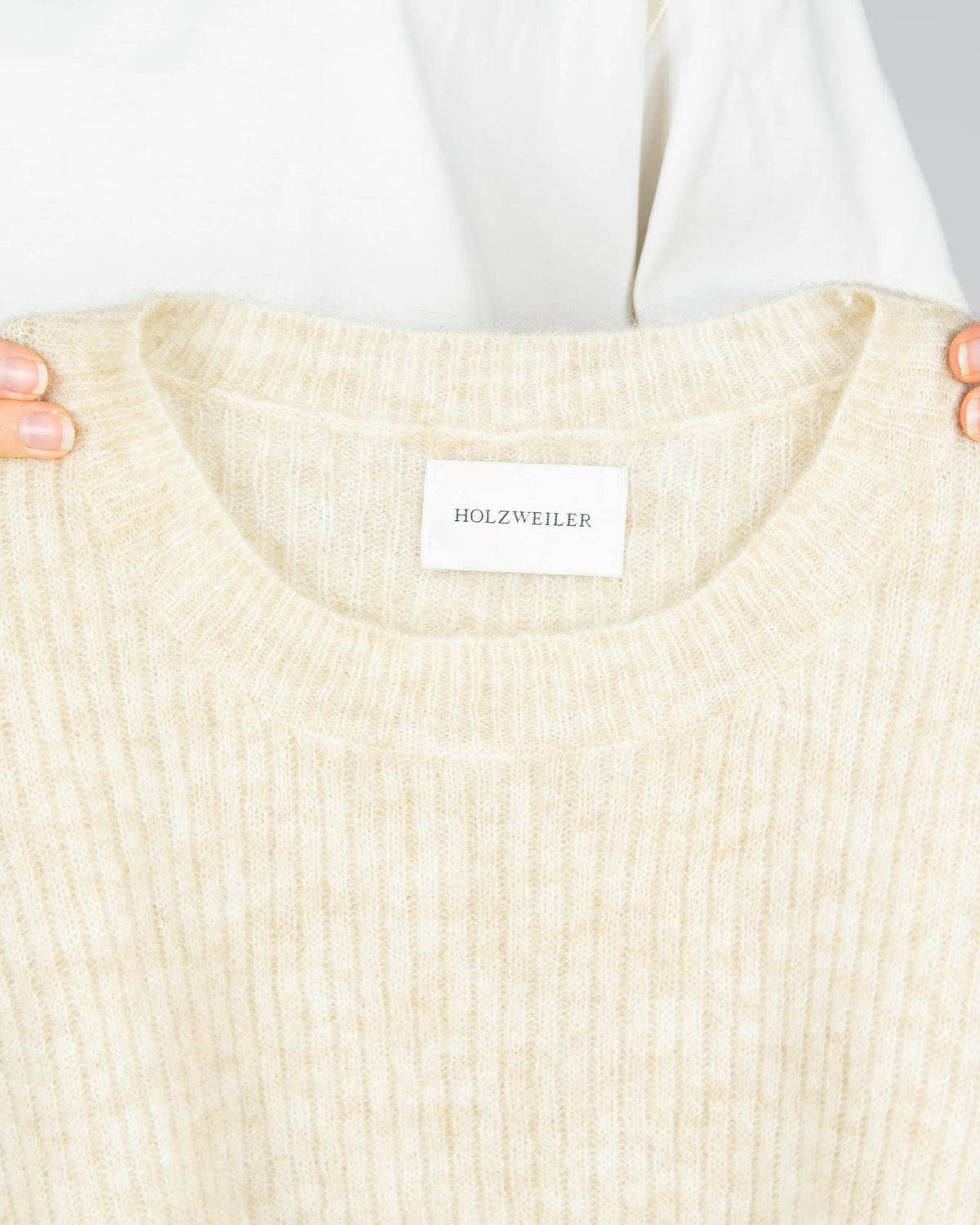 Beige oversized kid mohair and wool sweater by Holzweiler