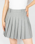 Grey pleated wool-blend skirt with white stripes by ARKET