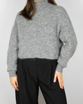 Grey cropped alpaca and wool turtleneck sweater by Bik Bok