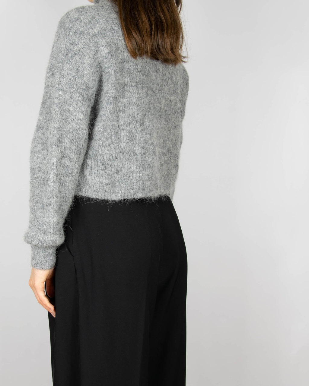 Grey cropped alpaca and wool turtleneck sweater by Bik Bok