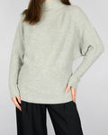 Grey wool and cashmere mock-neck sweater by premium brand Ralph Lauren.