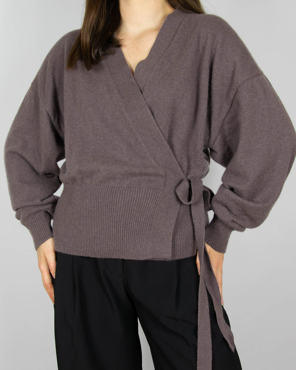 Cocoa brown wrap cashmere sweater by H&M Premium