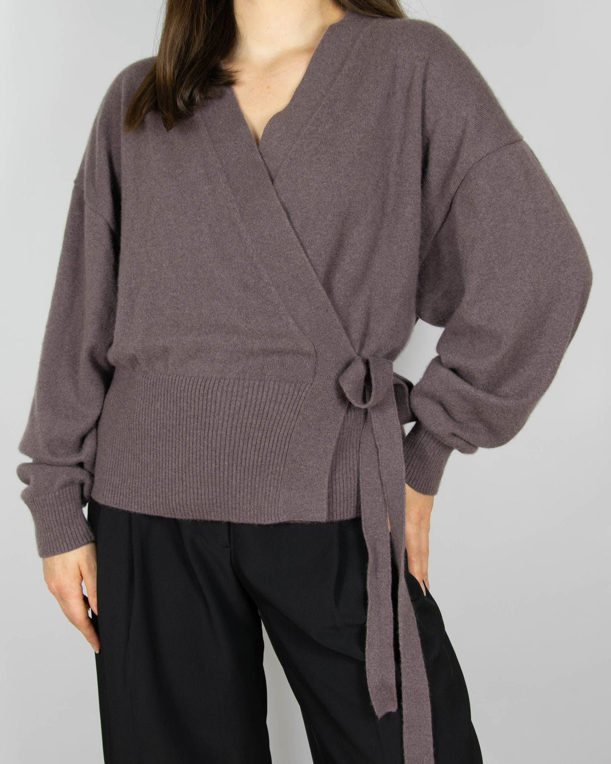 Cocoa brown wrap cashmere sweater by H&M Premium