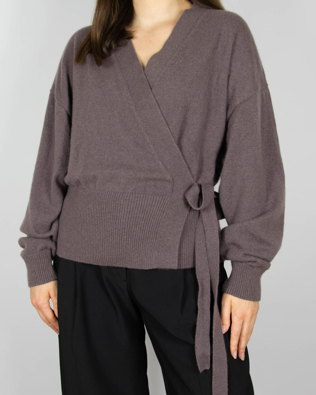 Cocoa brown wrap cashmere sweater by H&M Premium