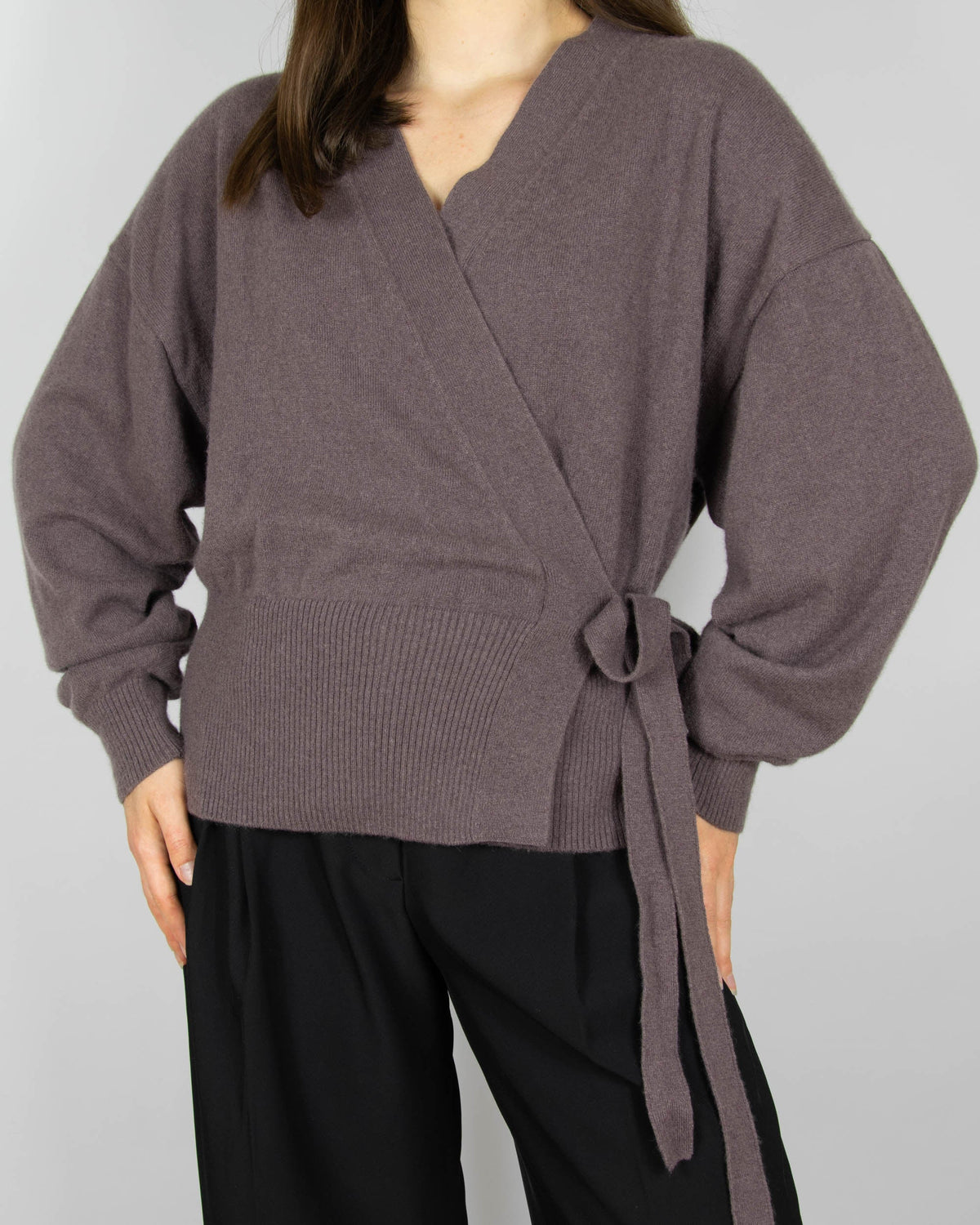Cocoa brown wrap cashmere sweater by H&M Premium