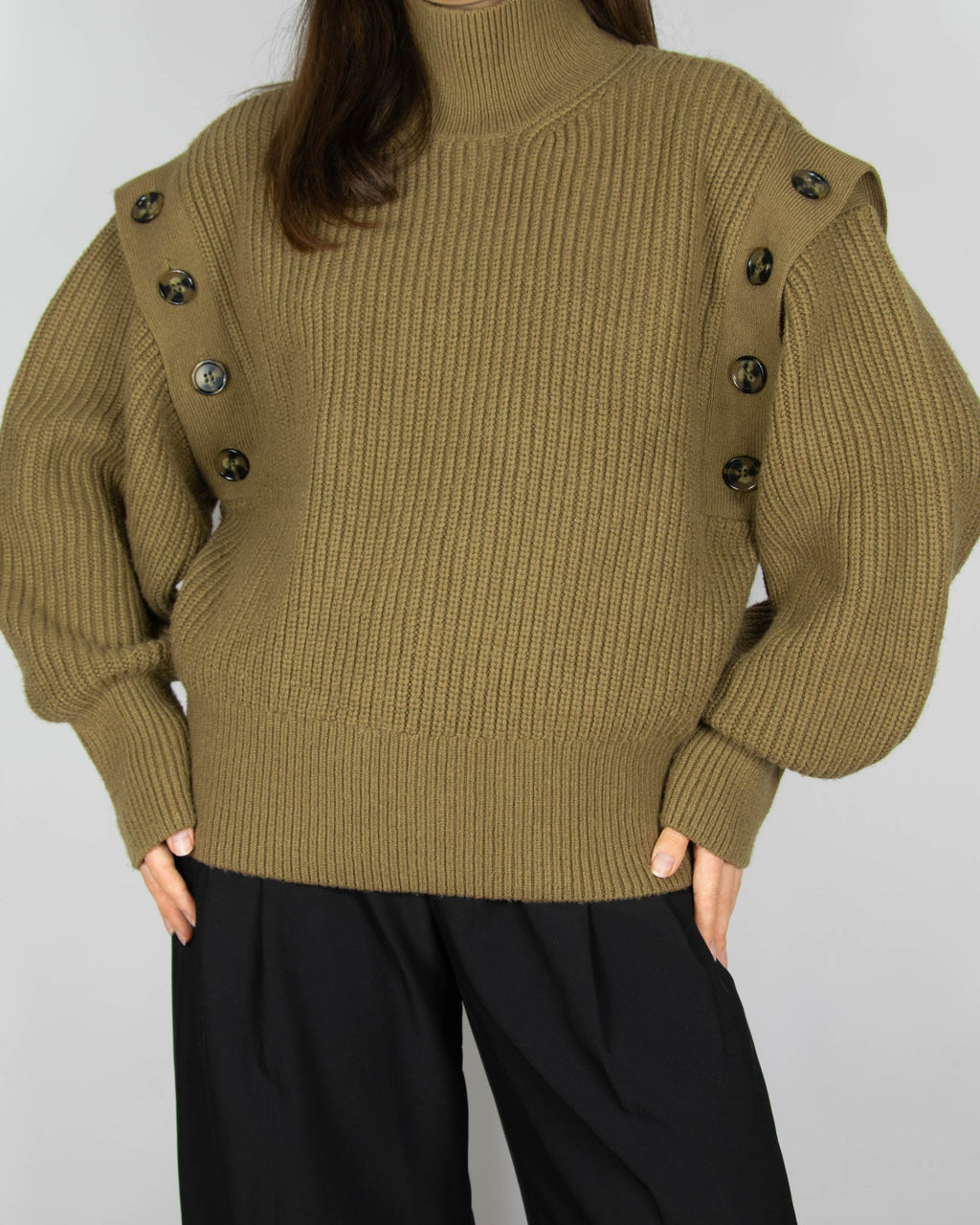 Olive green wool-blend sweater by H&M Premium