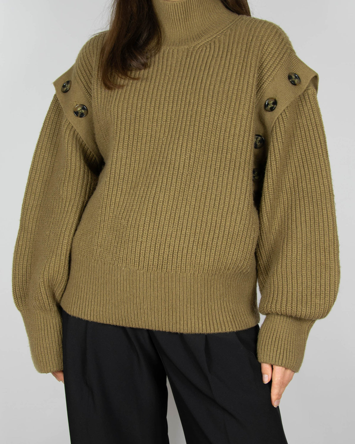 Olive green wool-blend sweater by H&M Premium