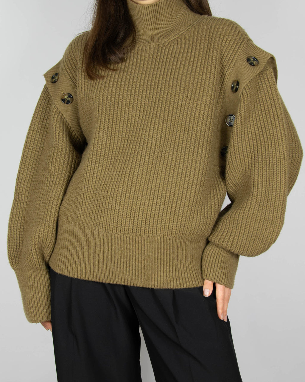 Olive green wool-blend sweater by H&M Premium