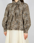 Brown and beige leopard-print cotton blouse by Scandinavian premium brand Baum und Pferdgarten