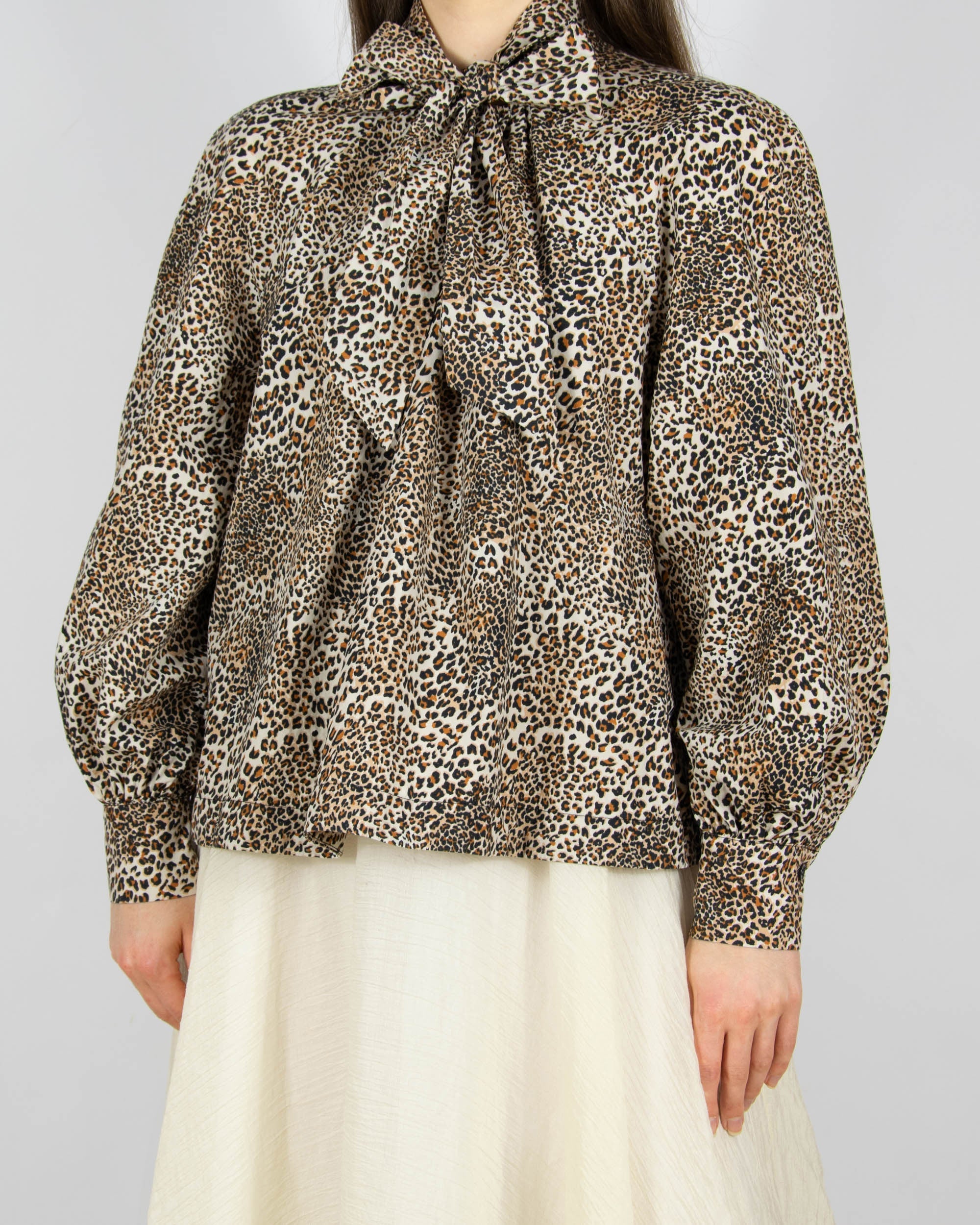 Brown and beige leopard-print cotton blouse by Scandinavian premium brand Baum und Pferdgarten