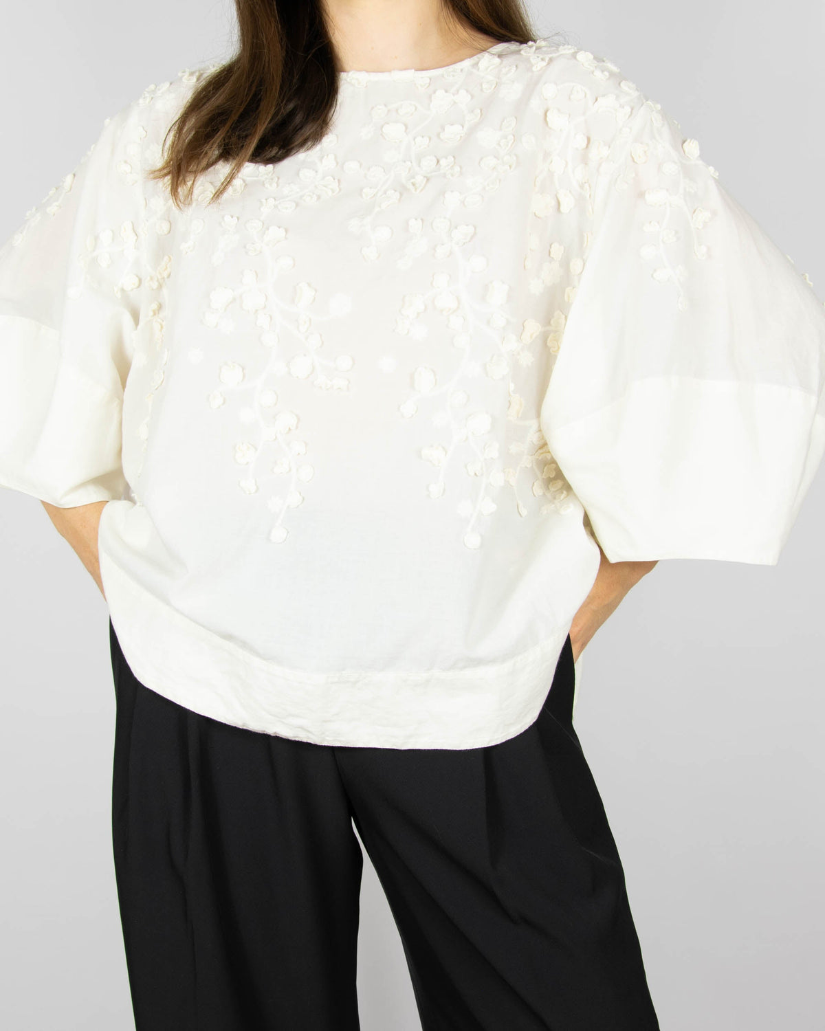 Cream cotton embroidered blouse by & Other Stories