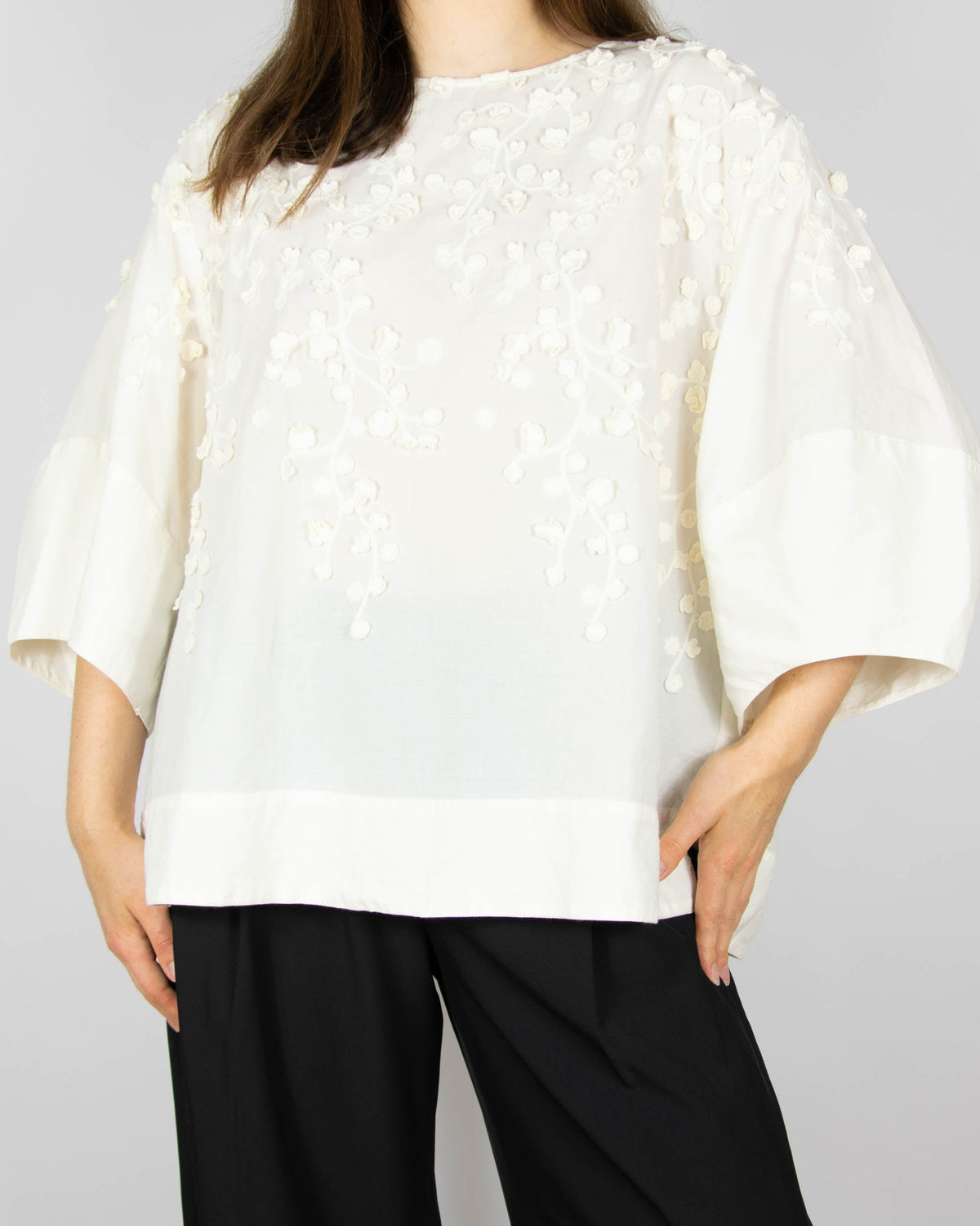 Cream cotton embroidered blouse by & Other Stories