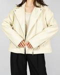 Cream leather jacket by premium brand JAEGER
