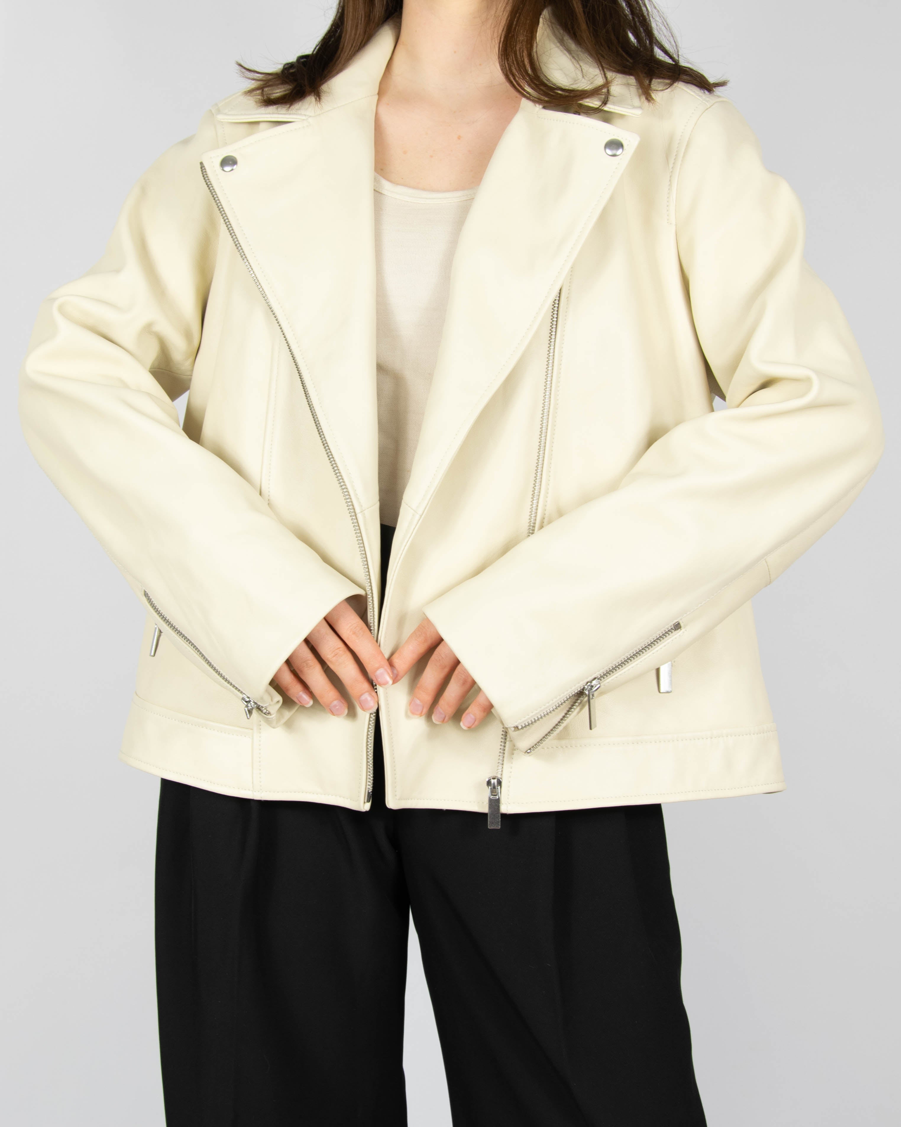 Cream leather jacket by premium brand JAEGER
