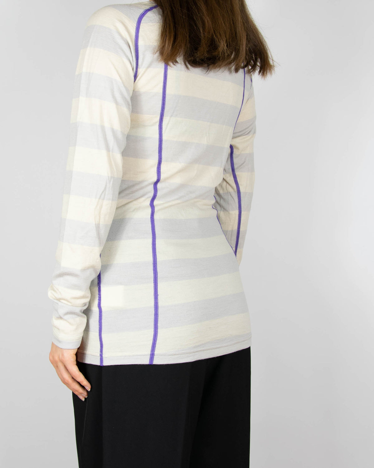 Cream and purple merino wool thermal top by Bergans of Norway