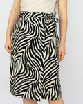 Cream and black zebra-print linen wrap skirt by OUI