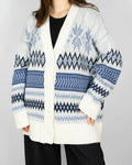 Blue and cream merino wool and cotton sweater by Lexington