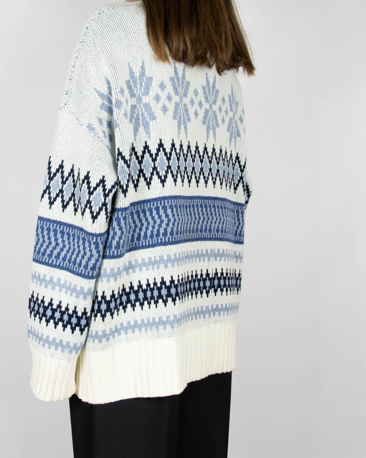Blue and cream merino wool and cotton sweater by Lexington