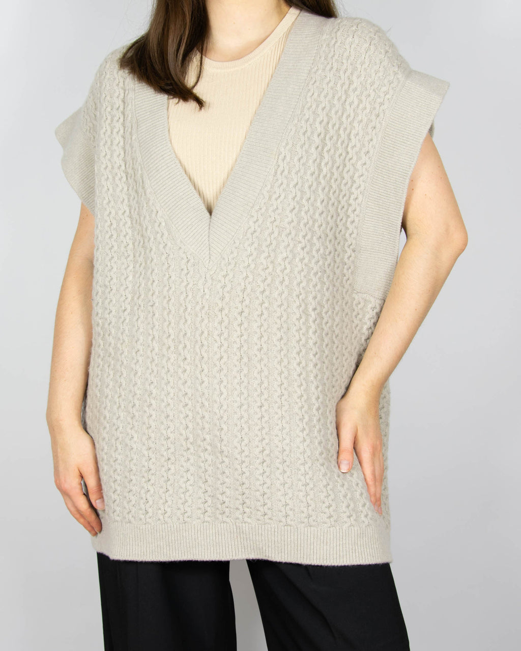 Cream and grey wool and cashmere vest by H&M Premium