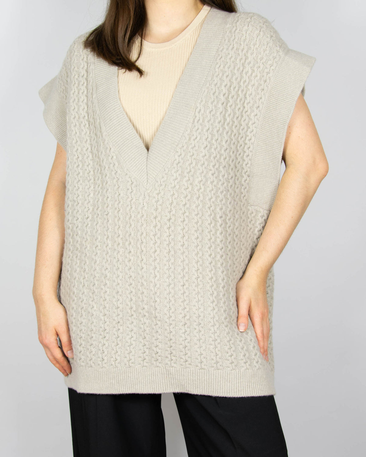 Cream and grey wool and cashmere vest by H&M Premium