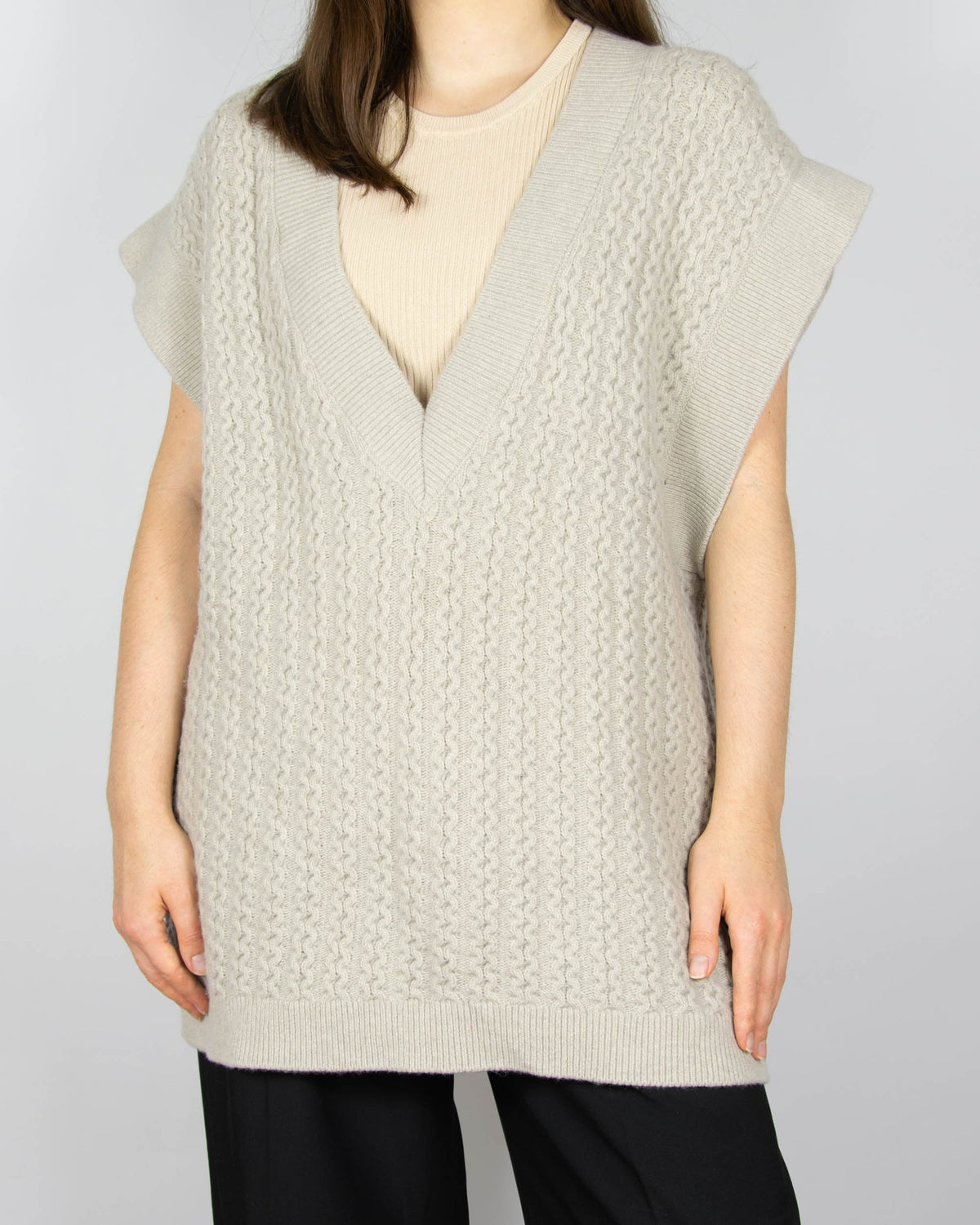 Cream and grey wool and cashmere vest by H&M Premium