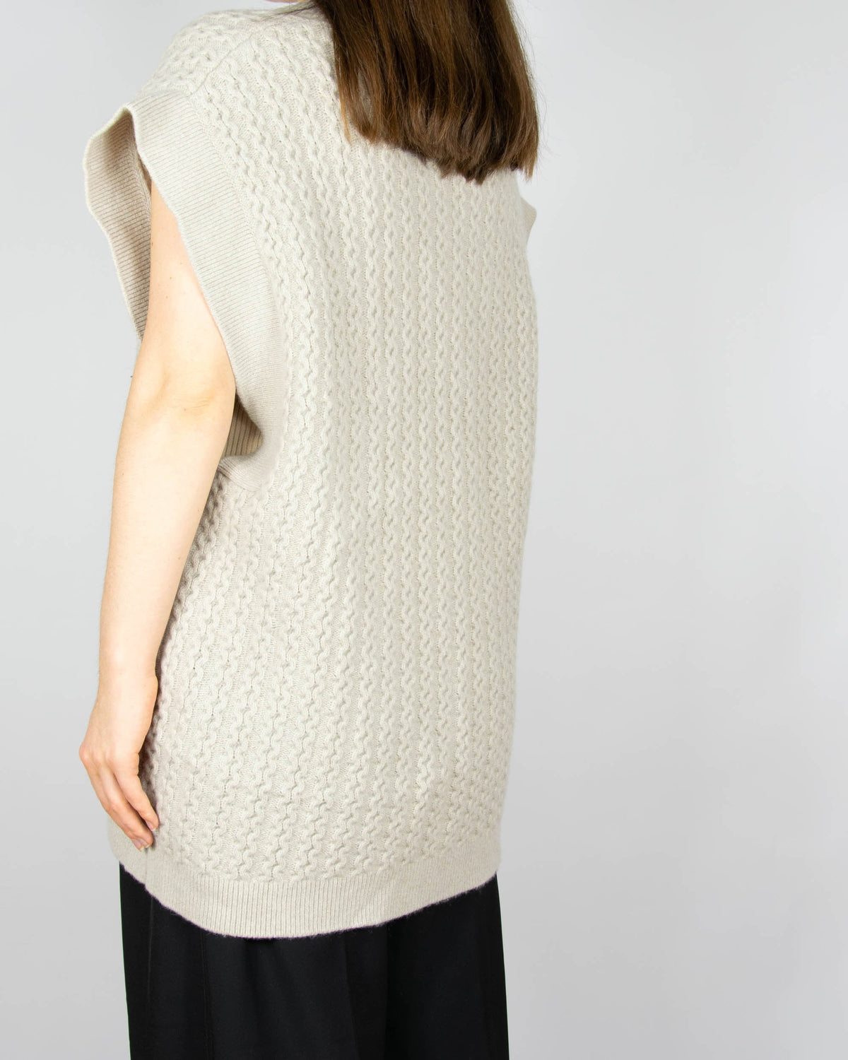 Cream and grey wool and cashmere vest by H&M Premium