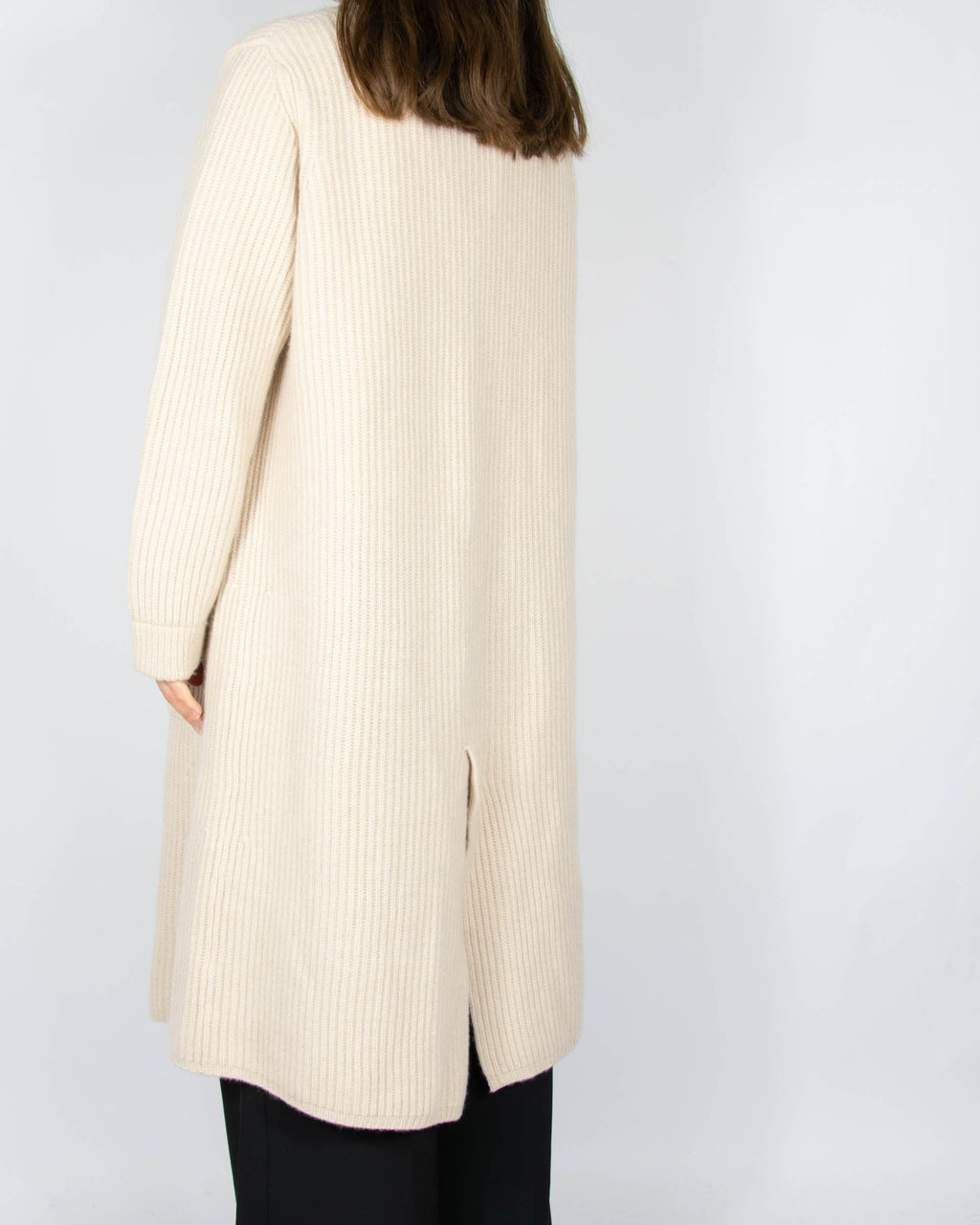 Cream long cashmere cardigan by Massimo Dutti