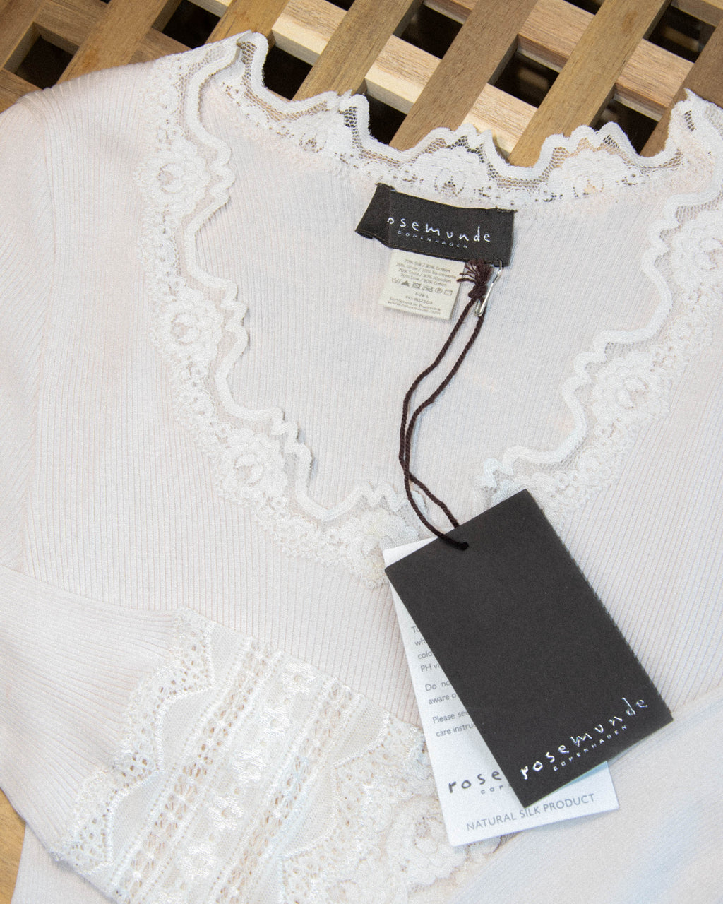 Cream ribbed silk and cotton top by ROSEMUNDE Copenhagen