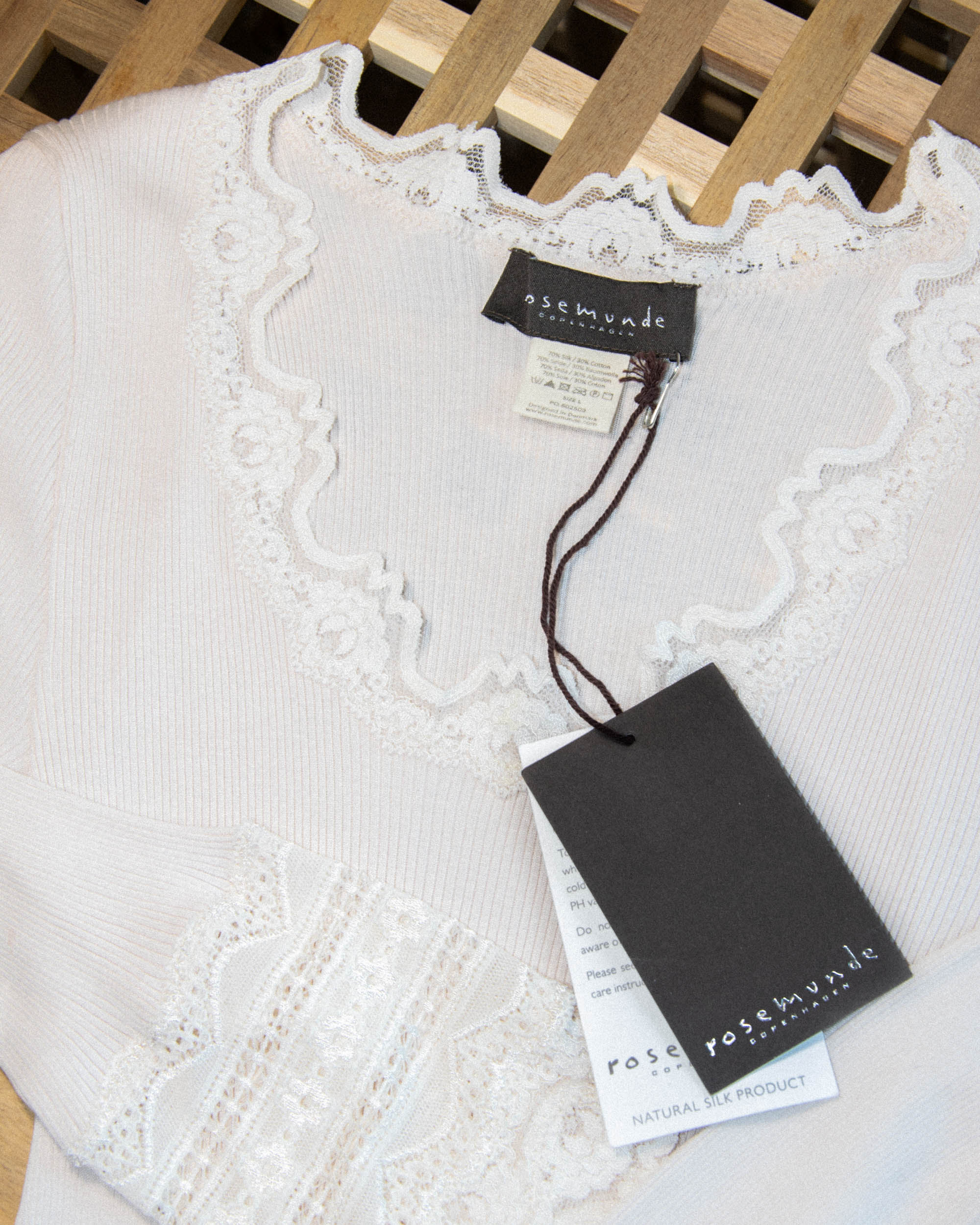 Cream ribbed silk and cotton top by ROSEMUNDE Copenhagen