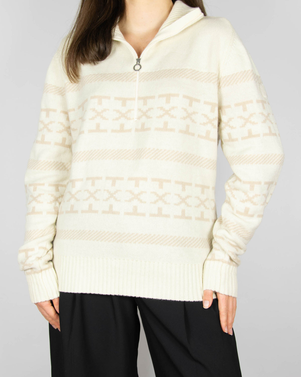 Cream wool-blend zip-up cardigan by Johaug
