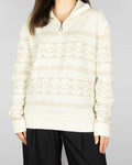 Cream wool-blend zip-up cardigan by Johaug