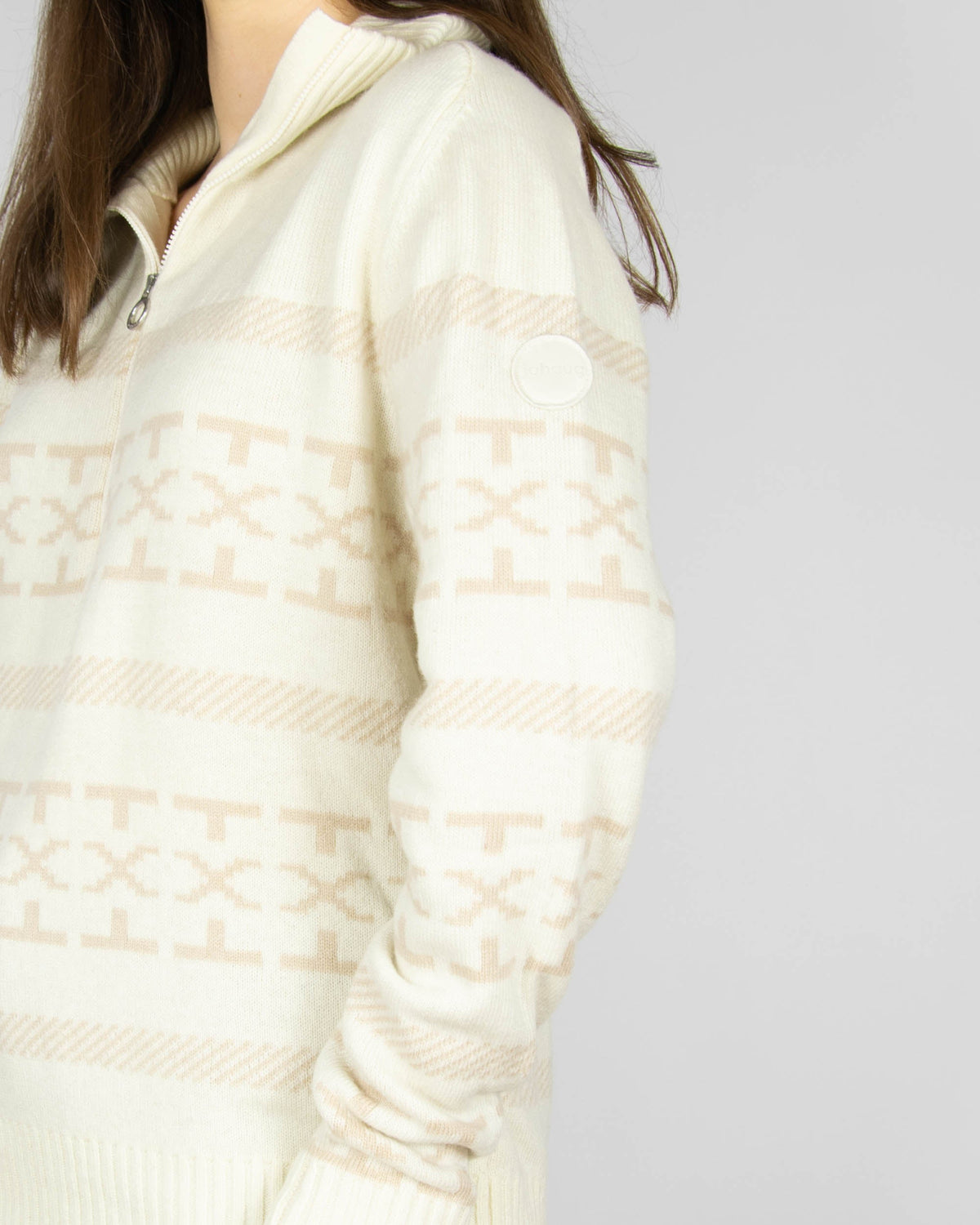 Cream wool-blend zip-up cardigan by Johaug