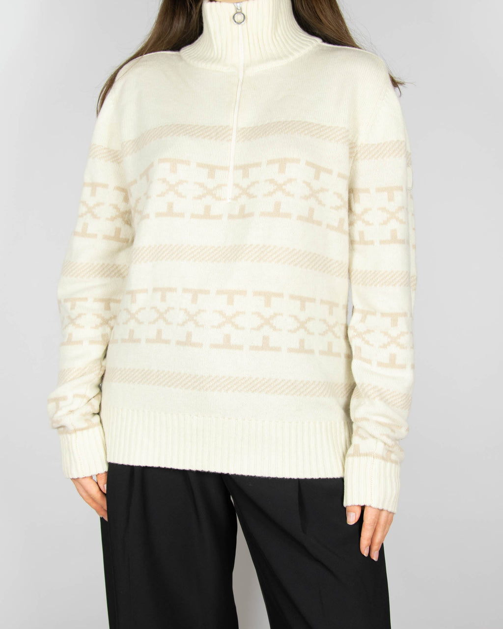Cream wool-blend zip-up cardigan by Johaug