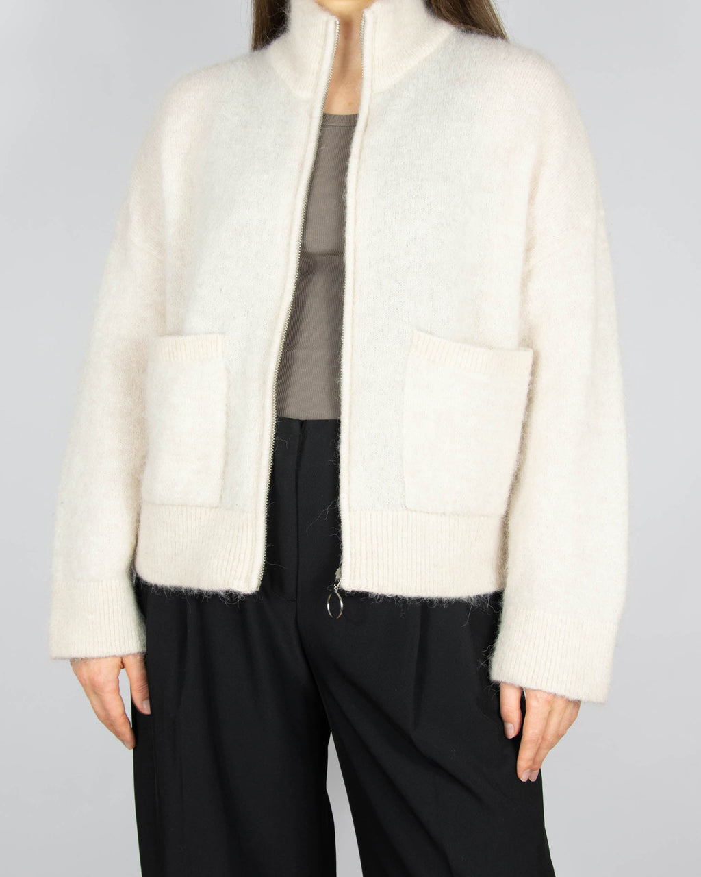 Cream wool and alpaca cardigan by SELECTED