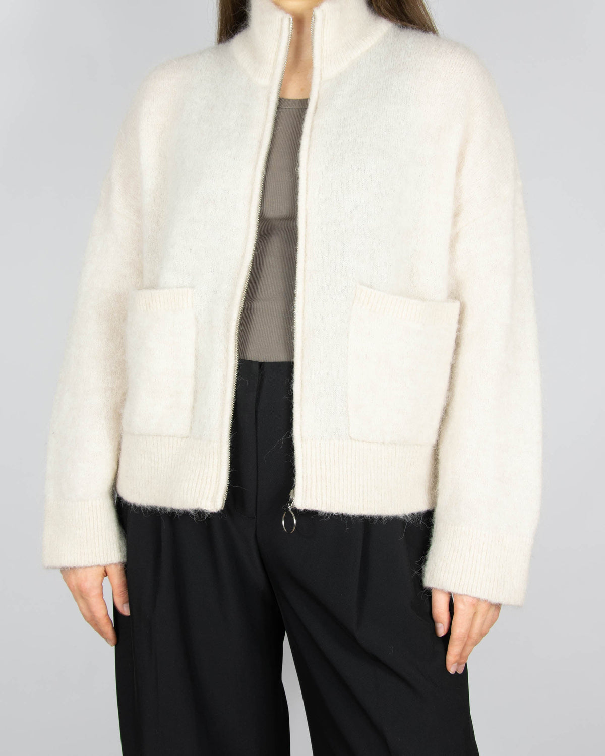 Cream wool and alpaca cardigan by SELECTED