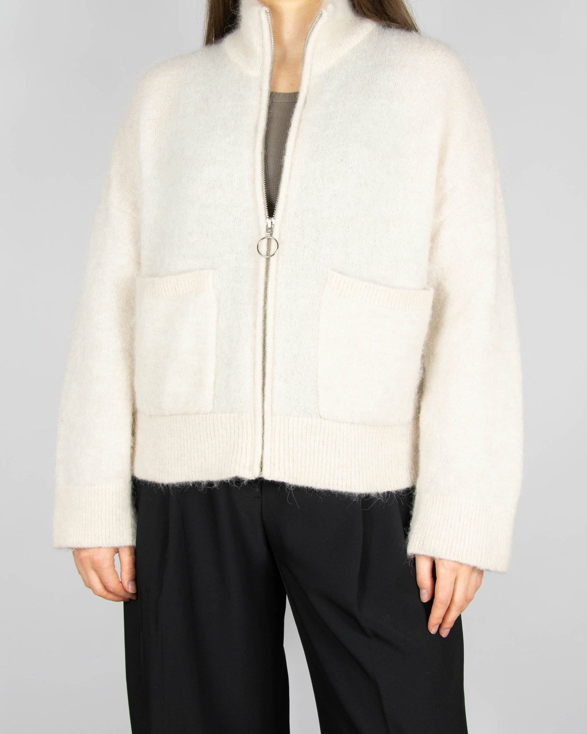 Cream wool and alpaca cardigan by SELECTED