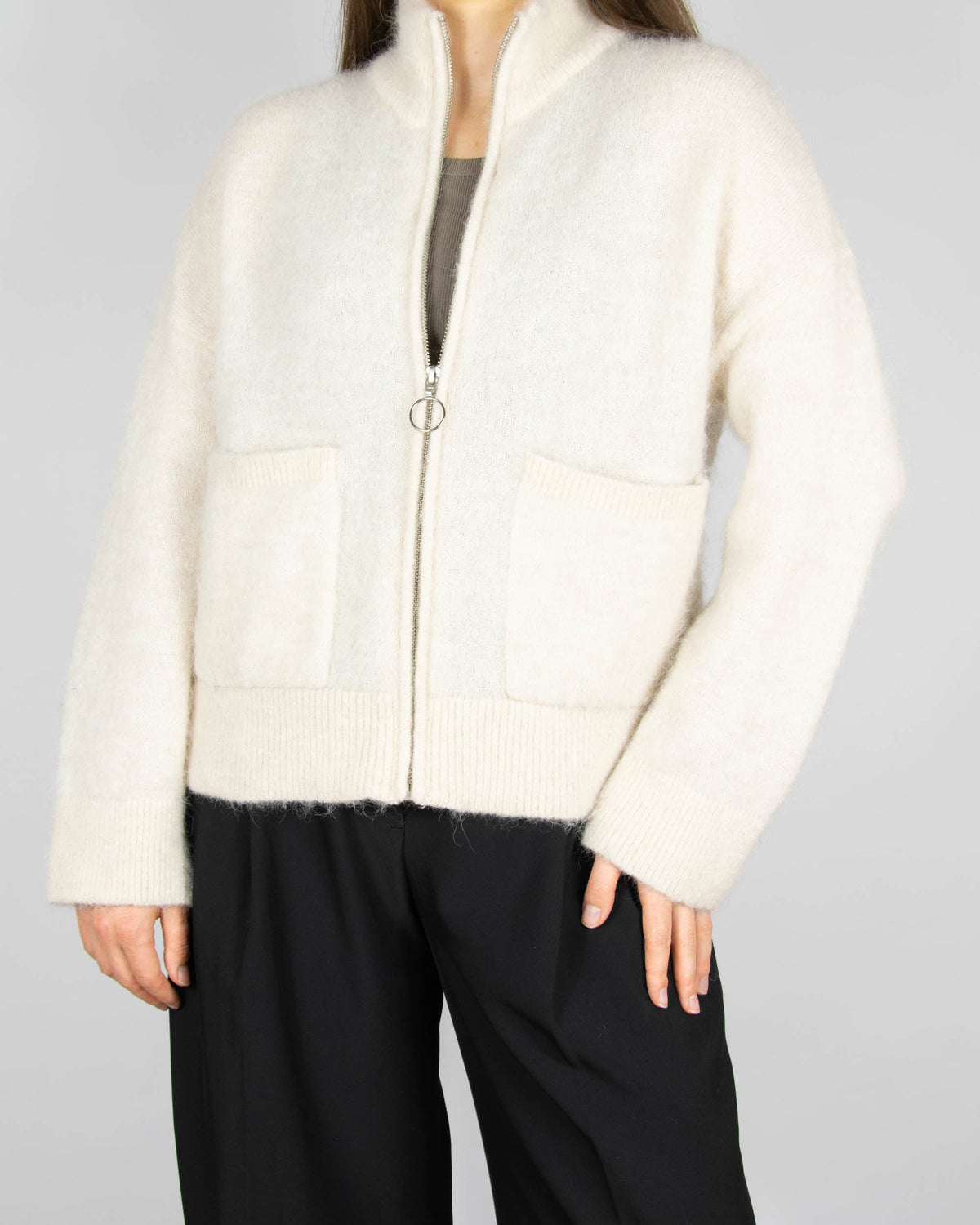 Cream wool and alpaca cardigan by SELECTED