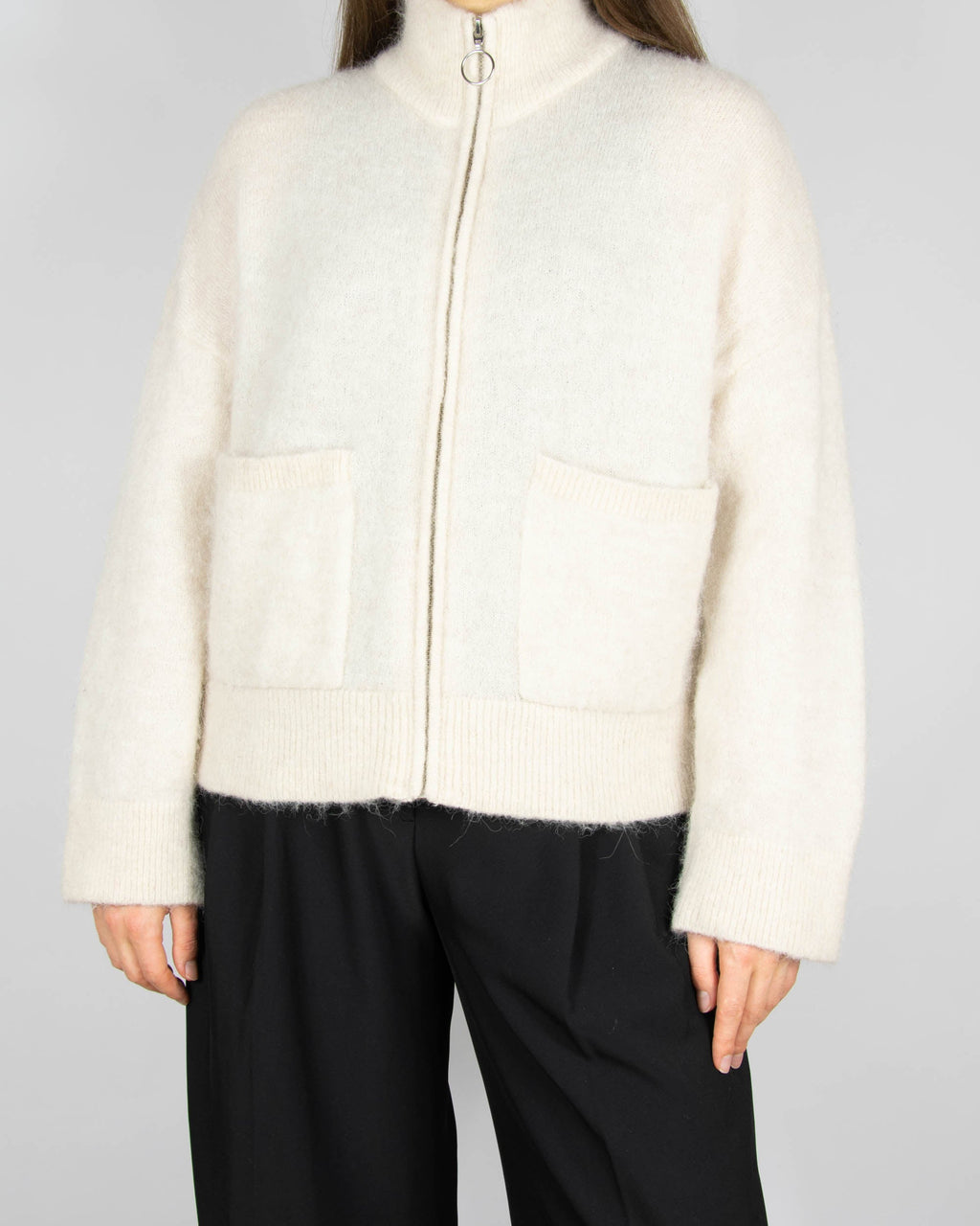 Cream wool and alpaca cardigan by SELECTED