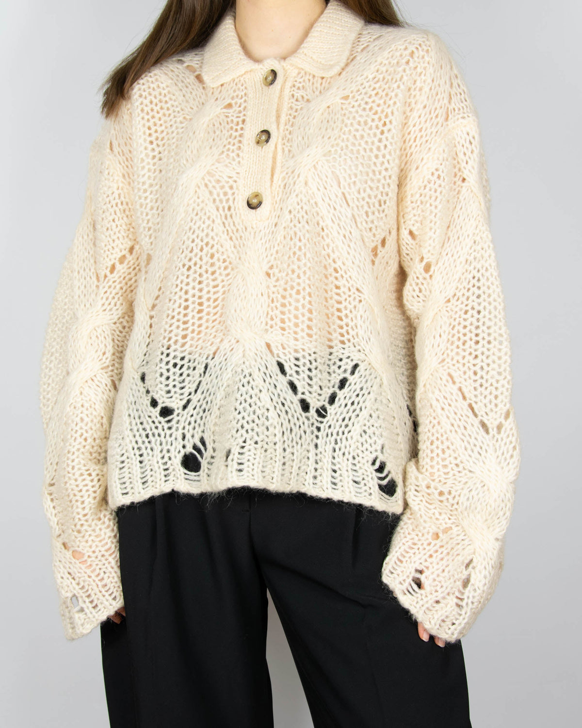 Cream mohair wool and alpaca sweater by Acne Studios