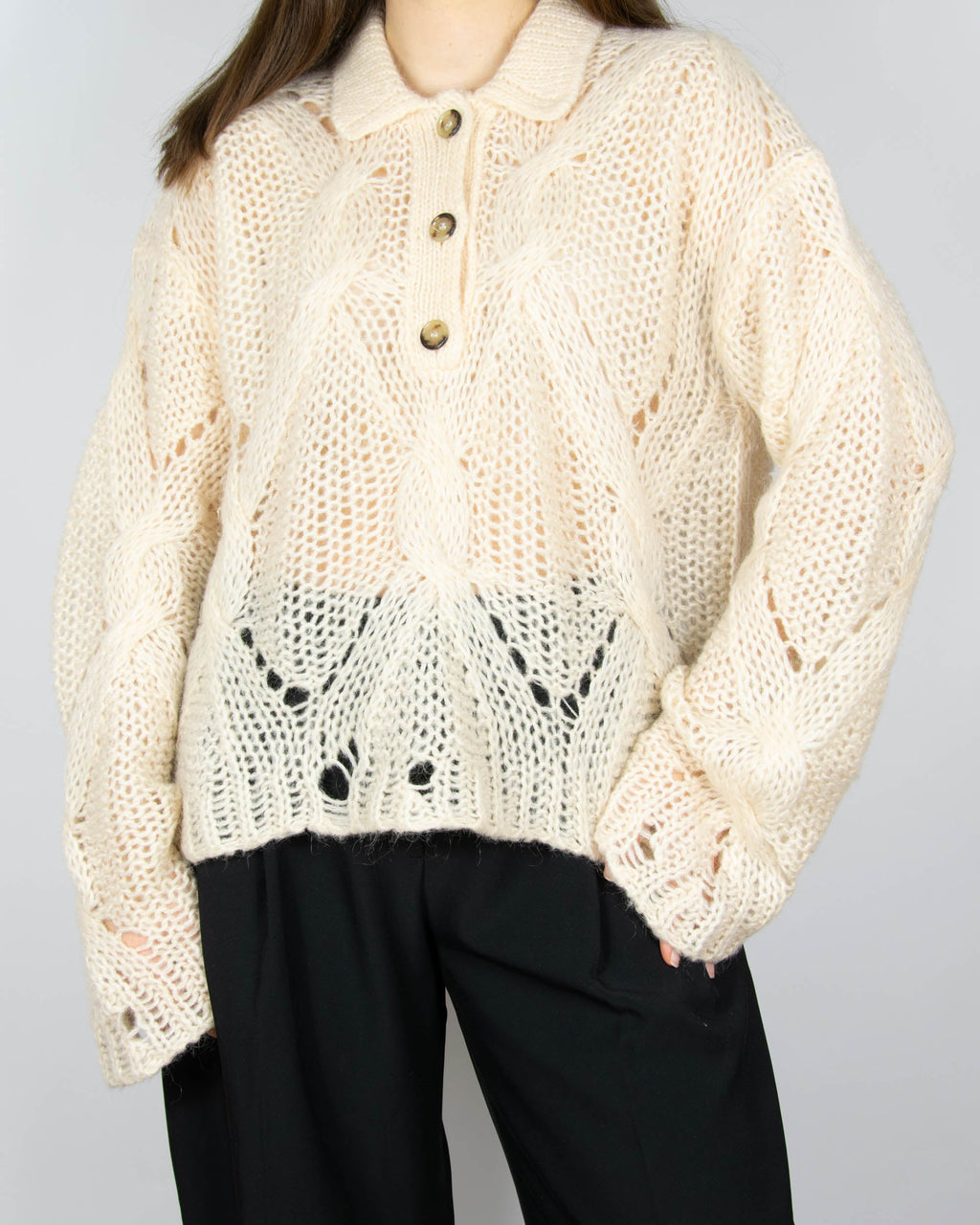 Cream mohair wool and alpaca sweater by Acne Studios