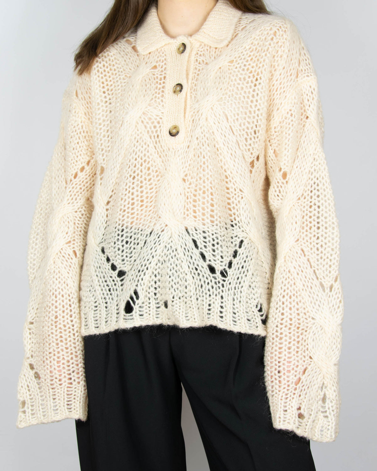 Cream mohair wool and alpaca sweater by Acne Studios