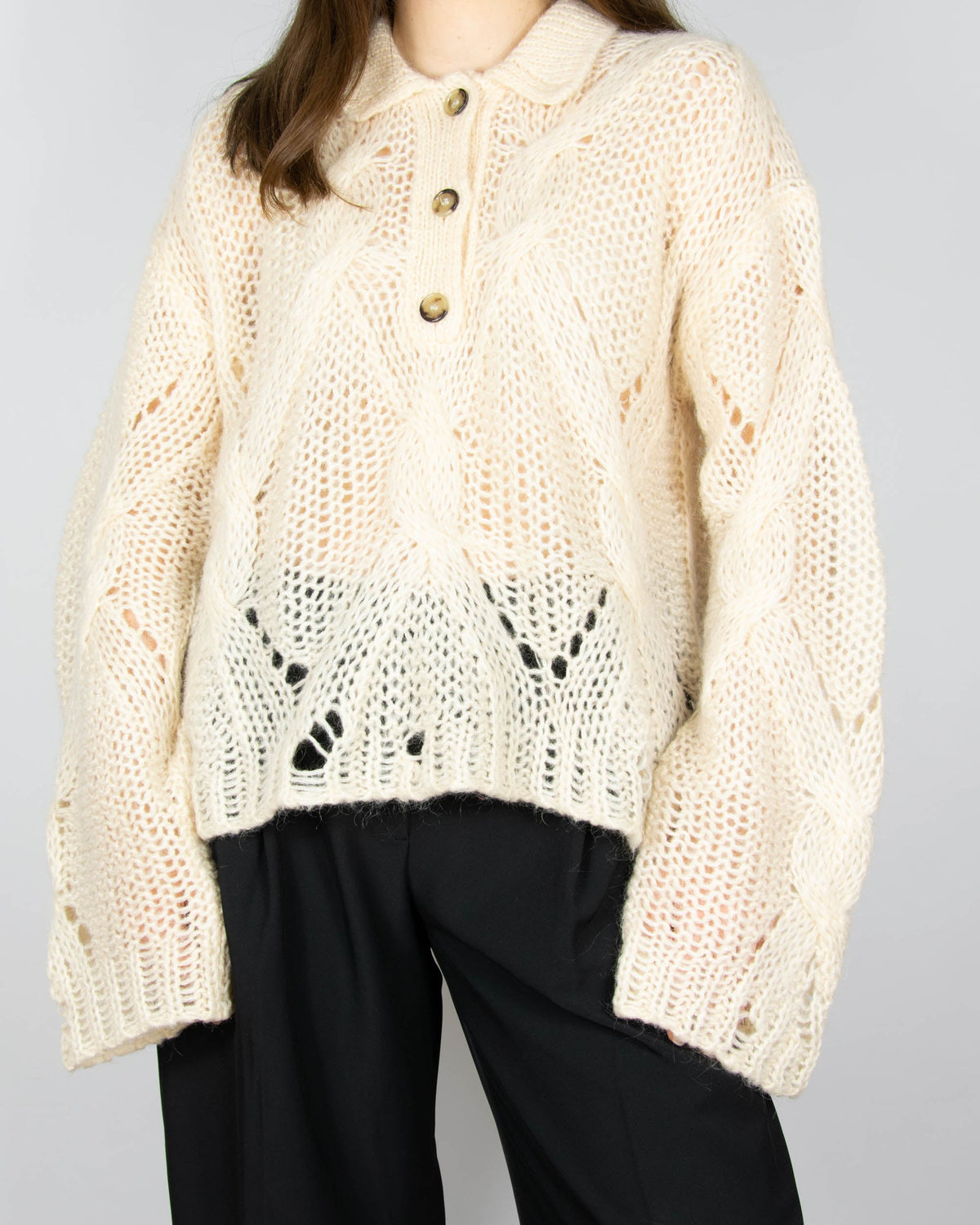 Cream mohair wool and alpaca sweater by Acne Studios