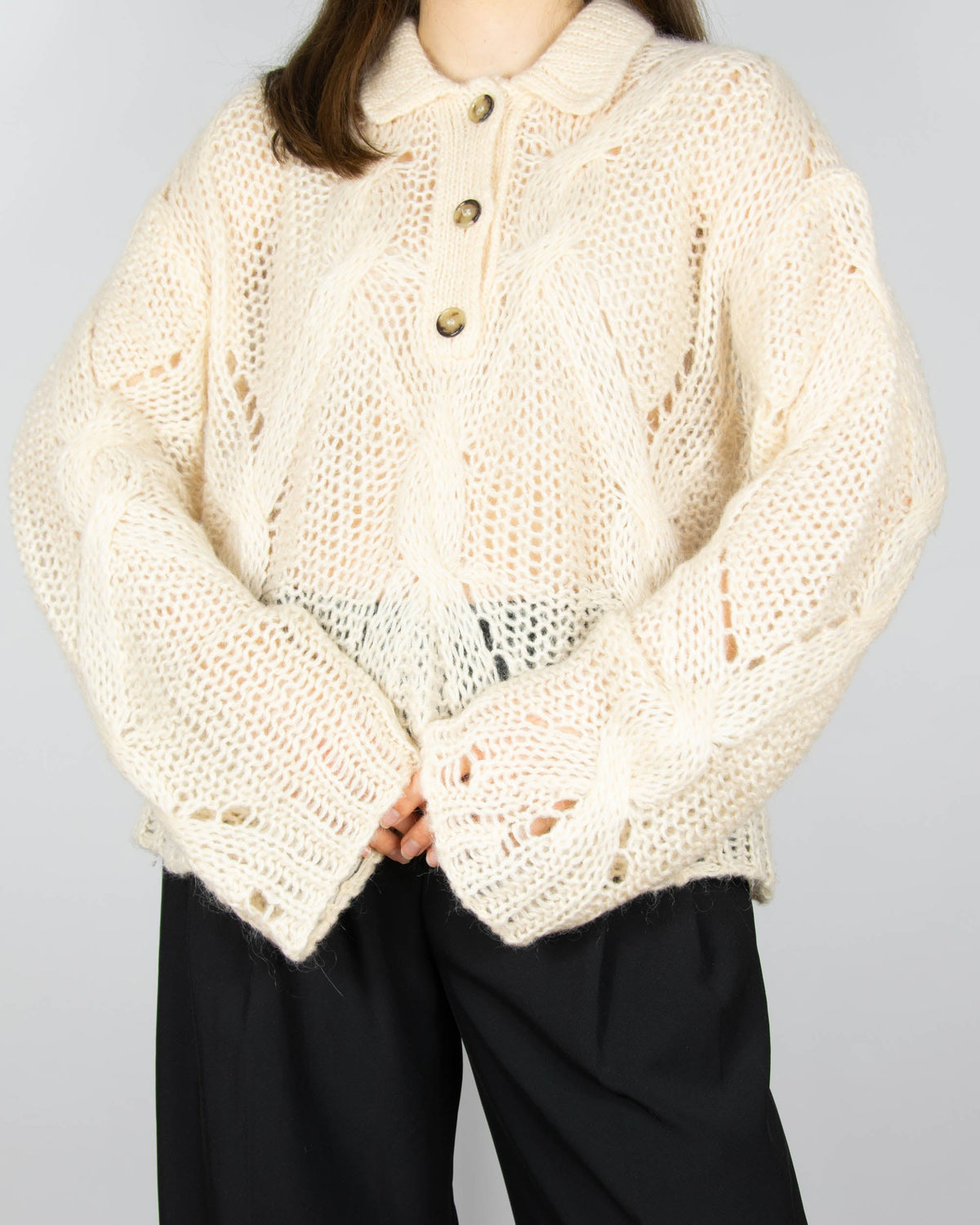 Cream mohair wool and alpaca sweater by Acne Studios