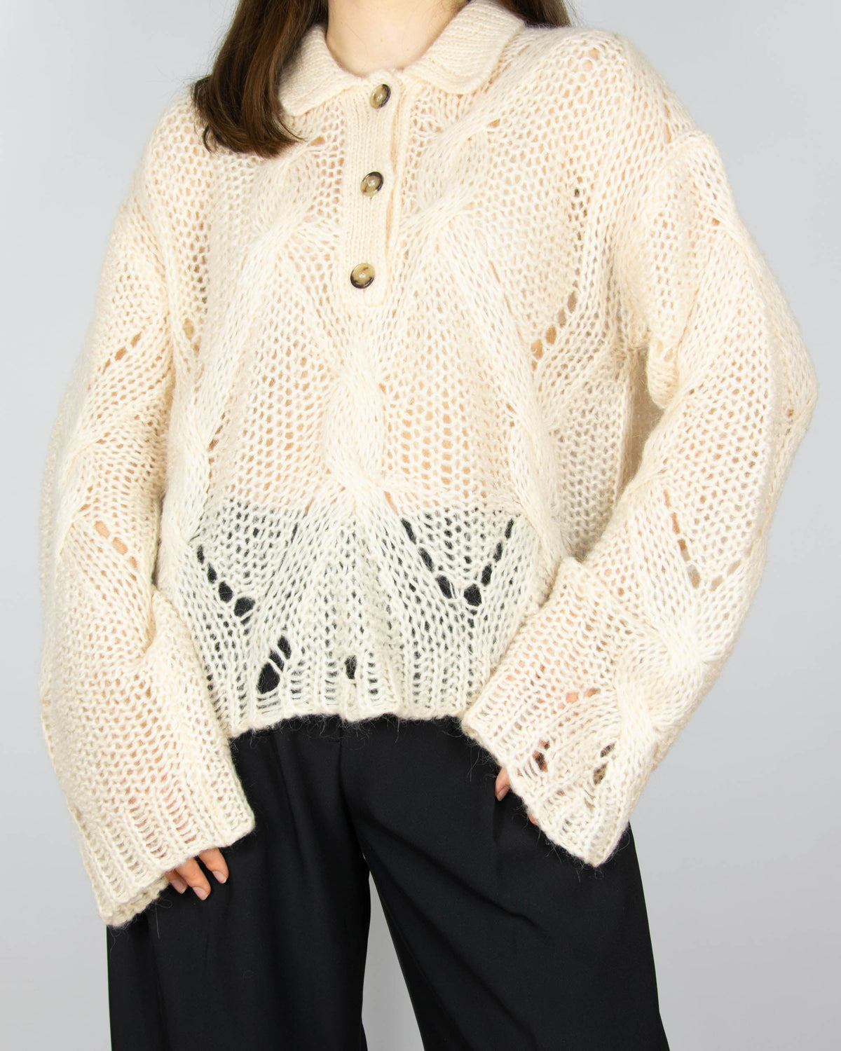 Cream mohair wool and alpaca sweater by Acne Studios
