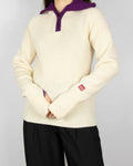 Cream and purple wool zip-up sweater by Ulvang