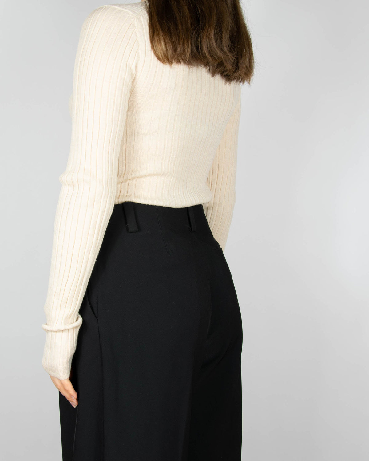 Cream ribbed wool sweater by Uniqlo