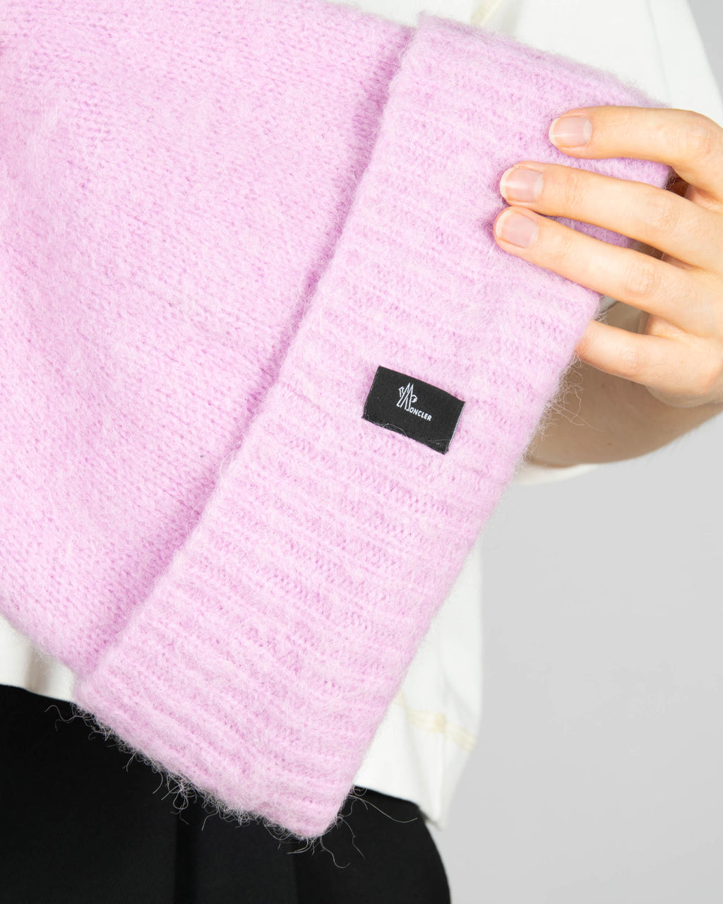 Pink alpaca hat from the Grenoble line by luxury brand Moncler